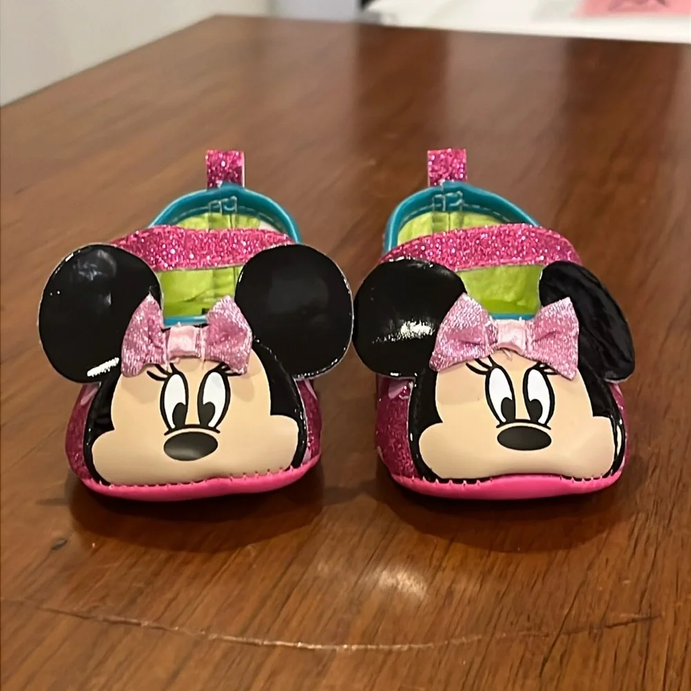 Minnie Mouse Disney Maryjane Crib Shoes Infant Baby Girl 6-9 Months mo pink new